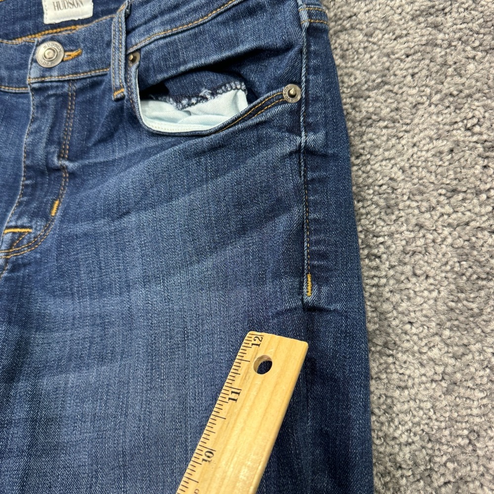 Hudson Jeans Womens 27 Blue Cropped Fray Stretch Preppy City Casual Logo Pockets - Picture 9 of 9